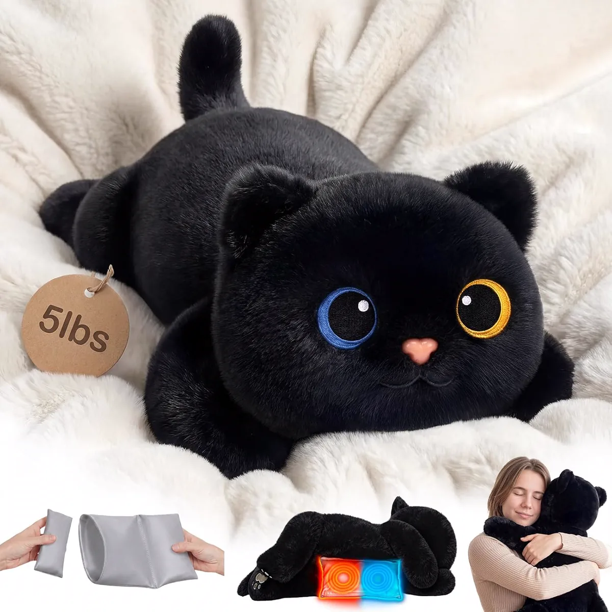 Mewaii Peluche Lestée Chat Noir 2,3 kg