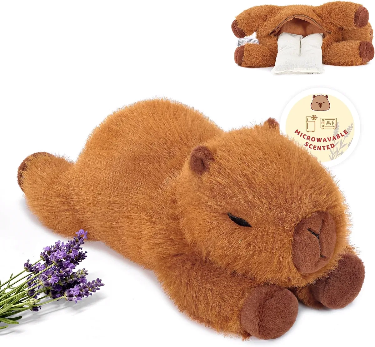 shownicer Capybara Peluche Chauffante Lin et Lavande 580 g